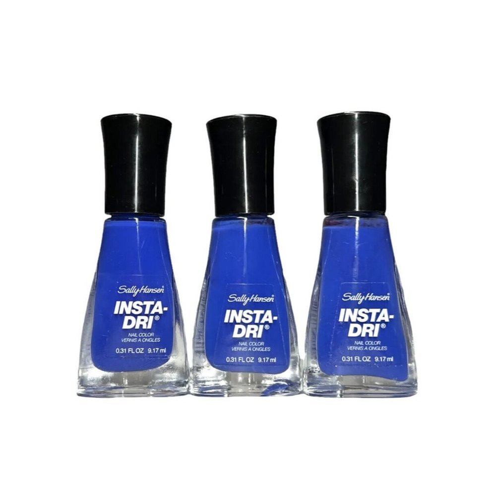 3X SALLY HANSEN INSTA-DRI NAIL POLISH - Color #376/435 In Prompt Blue